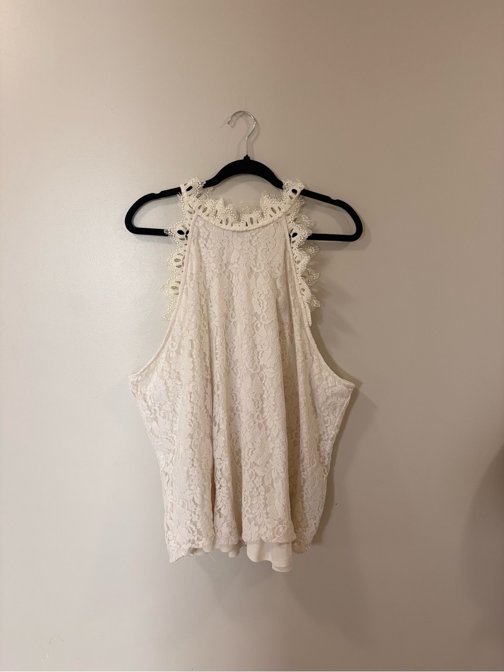 Lace Halter Tank Top in Cream